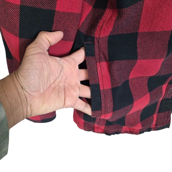 Duluth Trading Co. Red and Black Plaid Buffalo Check Button-Up Shacket - Picture 8 of 13